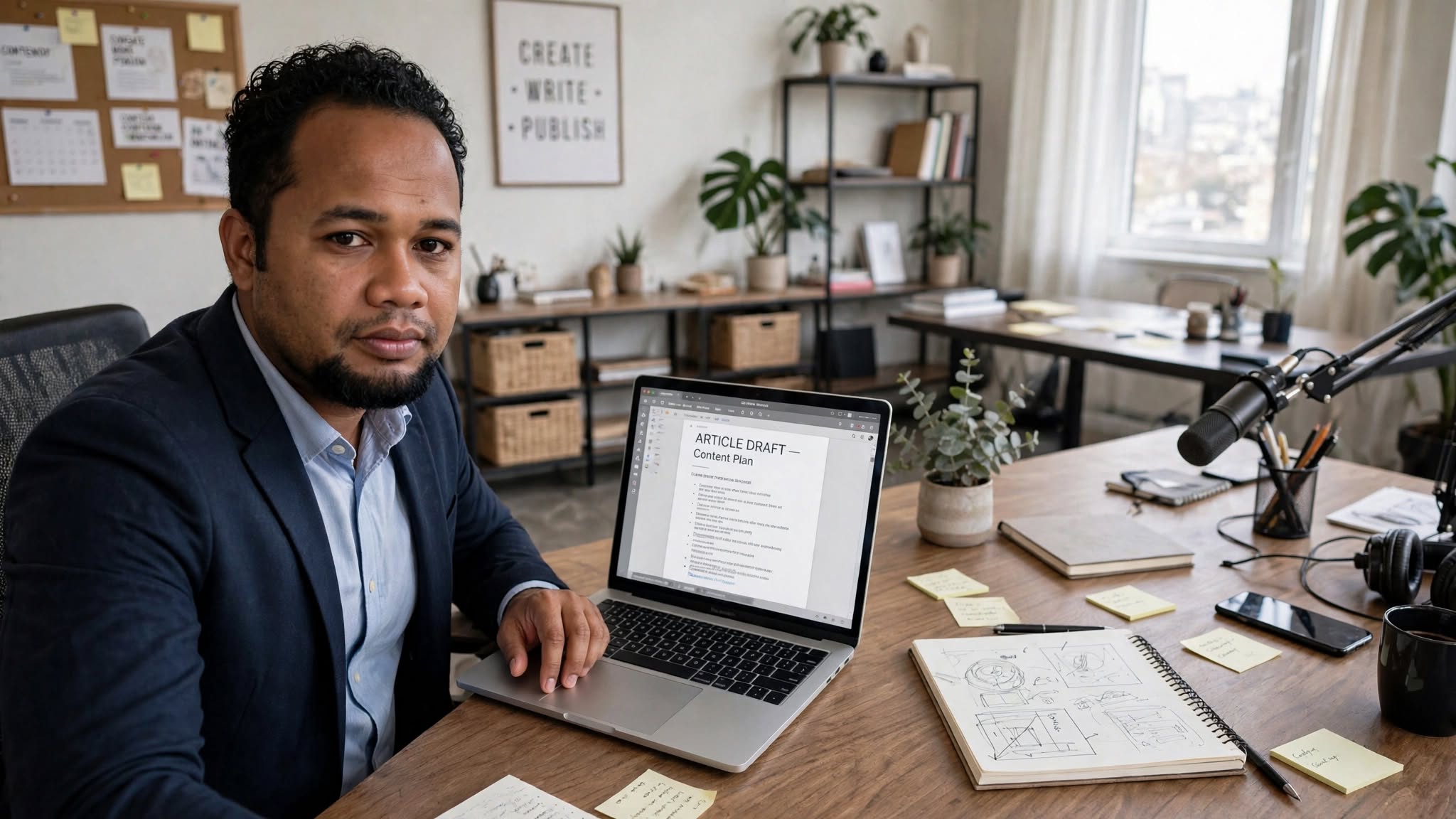 Beranto au bureau, en train de travailler sur l'architecture d'un cocon sémantique